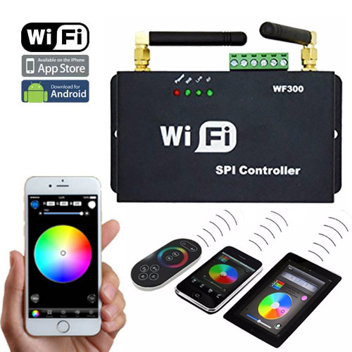 DC5/24V,WF300 Series 2.4GHz WIFI RF Wireless Controller Control Via Smart Phone Tablet PC For Programmable IC Pixel Full Color LED Lighting